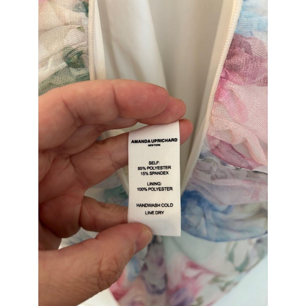 Amanda Uprichard Lyle Sheer Floral Midi rouged pastel Dress Womens MD bridal EUC - Picture 16 of 16